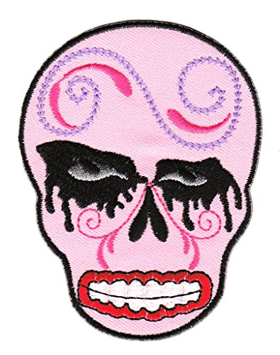 Bestellmich Totenkopf Pink Tattoo Aufnäher Bügelbild Patch Applikation von Bestellmich