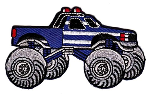 Monstertruck Blau Aufnäher Bügelbild Patch Applikation von Bestellmich