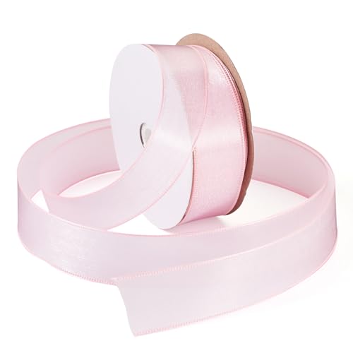 Bestewelry 1 Rolle Polyester-Satinband, 2,5 cm, doppelseitig, Perlen-Rosa, Wickelband für DIY-Nähprojekte, Party-Dekoration von Bestewelry