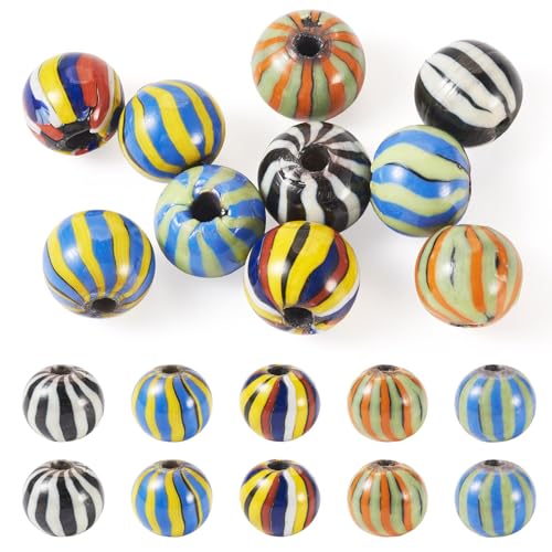 Bestewelry 10 Stück nepalesische Lampwork-Perlen, 18–20 mm, runde Kugeln, Glasperlen, Millefiori-Glasperlen für Ohrringe, Armbänder, Schmuckherstellung von Bestewelry