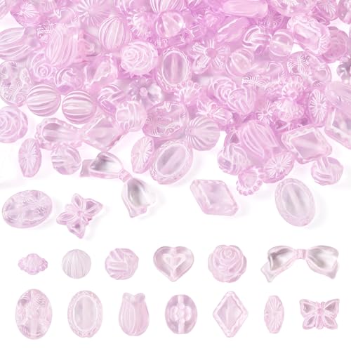 Bestewelry 100G Bowknot Blume Acryl Perlen Sortierte Acryl Spacer Perlen Raumschiff Schmetterling Lose Perlen für DIY Armband Halskette Ohrring Schmuckherstellung, Perle Rosa von Bestewelry