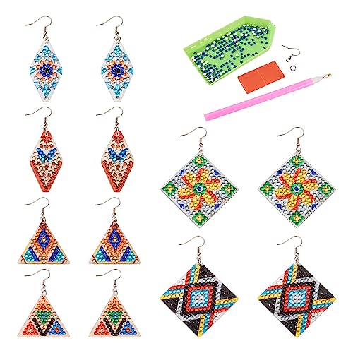 Bestewelry 12pcs Diamond Art Painting Earring Making Kits Rhombus Triangle Vintage Bohemian Dangle Drop Earrings for DIY Crafts Jewellery Making von Bestewelry