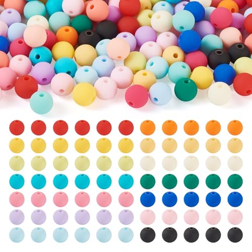 Bestewelry 190pcs Matte Acryl Runde Perlen 8mm Frosted Bubblegum Ball Perlen Lose Runde Perlen für DIY Armband Ohrring Halskette Schmuckherstellung von Bestewelry