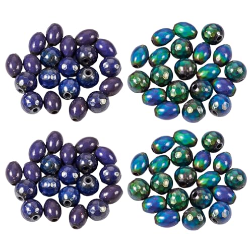 Bestewelry 20 Stück 8 mm Stimmungsperlen Mirage Temperatur Sensing Farbwechsel Perlen Blau Lila Oval Rund Facettiert Spaß Stein Ändern Farbe Perlen für DIY Armband Halskette Ohrringe Handwerk von Bestewelry