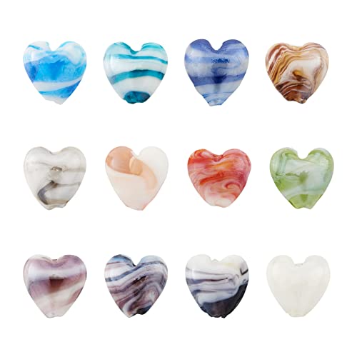 Bestewelry 24pcs Lampwork Herz Perlen Liebe Herzform Millefiori Lampwork Glasperlen für DIY Handwerk Armbänder Ohrringe Schmuckherstellung von Bestewelry