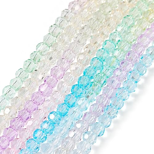 Bestewelry 8 Stränge facettierte Glasperlen Transparent Kristallglas Runde Lose Perlen Bulk für DIY Handwerk Armbänder Halsketten Schmuckherstellung von Bestewelry