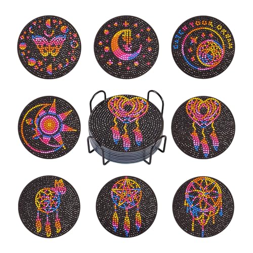 Bestewelry 8pcs Diamond Painting Coasters Kits with Holder Diamond Art Coasters Cup Mat for Adults Beginners DIY Crafts Home Decor von Bestewelry