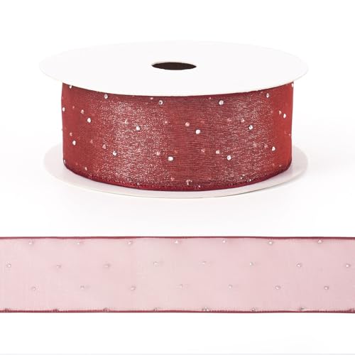 Bestewelry 9M Polyester Strass Band 38mm Breit Double Faced Lace Trim Polyester Satin Ribbon for DIY Flower Bowknot Craft Party Decoration,Red von Bestewelry