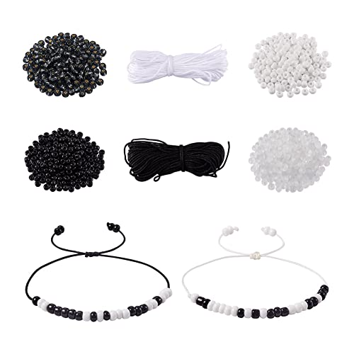 Bestewelry DIY Morsecode Nachricht Armband Making Kit 1170 pcs Runde lose Abstandshalter Glas Rocailles 20m geflochtener Nylonfaden für handgefertigte Armbänder Halskette DIY Schmuckherstellung von Bestewelry