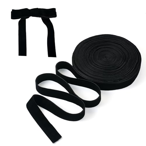 Bestewelry Doppelseitiges Samtband, Stoffbänder, Borten, Wickelband für DIY, Schleifen, Heimparty, Dekoration, Schwarz, 12,5 Yards 25 mm von Bestewelry