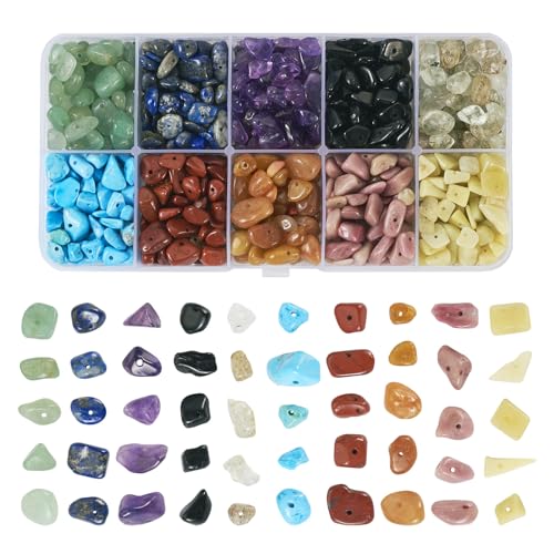 Bestewelry Edelstein-Perlen mit Loch, unregelmäßige Natursteinperlen, Kristall, lose Abstandshalter, für Schmuckherstellung, Bastelbedarf, 150 g, 10 Stile von Bestewelry