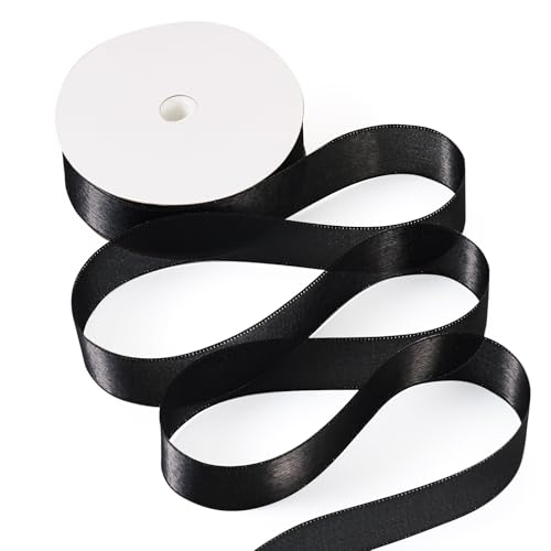 Bestewelry Polyester-Satinband, 18,29 m, Polyester-Stoffband, Wickelband für DIY-Nähprojekte, Party-Dekoration, Schwarz, 2,5 cm von Bestewelry