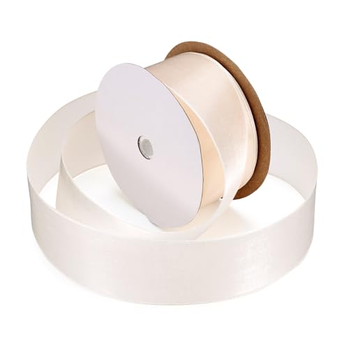 Bestewelry Polyester-Satinband, 3,8 cm, 18,29 m, Polyester-Stoffbänder, Wickelband für DIY-Nähprojekte, Party-Dekoration, Beige von Bestewelry