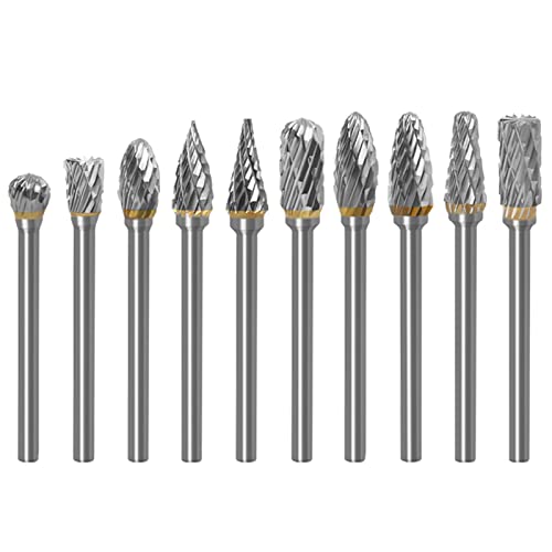 Bestgle frässtifte set 1/8"schaft hartmetall-frässtifte mit doppelschnitt 10stücke wolframkarbid-rotationsfräser hartmetall rotary frässet frässtifte für metallschnitzen polieren gravieren von Bestgle