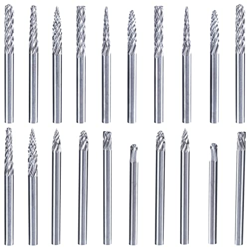 Bestgle 20 stück fräser set hartmetall frässtifte mit doppelschnitt wolframstahl frässtifte 3mmschaft hartmetall rotationsfräser bohrer diy holzbearbeitung schnitzen metallpolieren gravieren von Bestgle