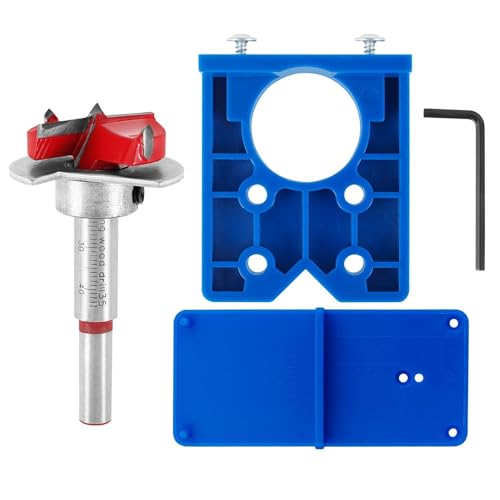 Bestgle 35 mm Scharnierschablonen, Verdecktes Scharnier Boring Jig Bit Bohrbuchse Sets, Scharnierbohrer Scharnier Jig Bohrer Guide, Scharnierbohrlehre für Schrankscharniere Montageplatten Schreinerar von Bestgle