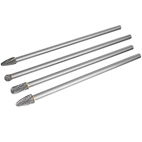 Bestgle lange frässtifte bit 4 stück hartmetall fräser set 6mm schaft doppelschnitt bohre set für bohrmaschine, bohren schleifen trennen fräsen polieren gravieren usw (150-160mm) von Bestgle