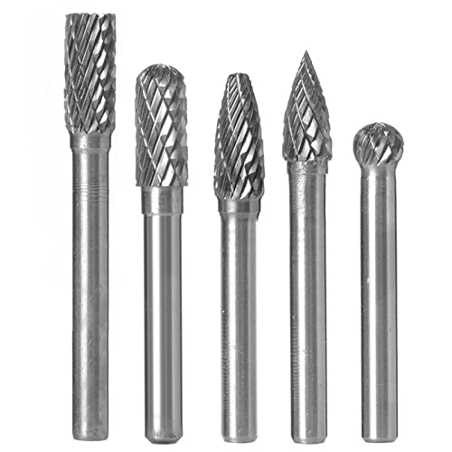 Bestgle 5 stück hartmetall frässtifte set doppelschnitt rapel set mit 6mm schaft für bohrmaschine multifunktionswerkzeug bohren gravur schleifen und polieren（6mm*8mm） von Bestgle