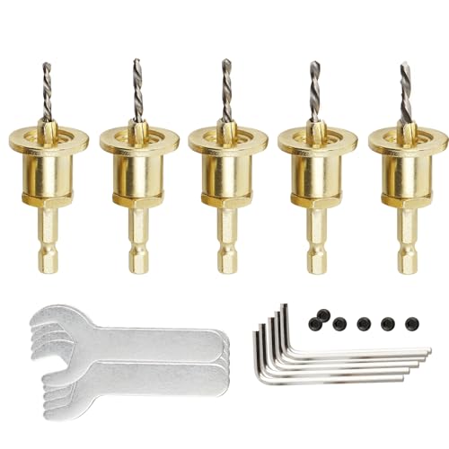 Bestgle 5 x 1/4-Zoll-Sechskantschaft-Senkerbohrer mit verstellbarem Tiefenanschlag, 90° Kegelsenker, Kegelbohrer, 2,8 mm, 3 mm, 3,2 mm, 3,5 mm, 4 mm Bestgle 5 x 1/4-Zoll-Sechskantschaft-Senkerbohrer mit verstellbarem Tiefenanschlag, 90° Kegelsenker, Kegelbohrer, 2,8 mm, 3 mm, 3,2 mm, 3,5 mm, 4 mm von Bestgle