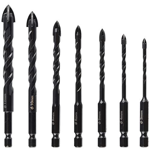 Bestgle 7pcs Fliesenbohrer Betonbohrer Set, Glasbohrer Keramikbohrer mit Sechskantschaft Steinbohrer Glasbohrersatz Fliesenbohrer-Set für Glas Fliesen Spiegel Beton 3/4/5/6/8/10/12mm Bestgle 7pcs Fliesenbohrer Betonbohrer Set, Glasbohrer Keramikbohrer mit Sechskantschaft Steinbohrer Glasbohrersatz Fliesenbohrer-Set für Glas Fliesen Spiegel Beton 3/4/5/6/8/10/12mm von Bestgle
