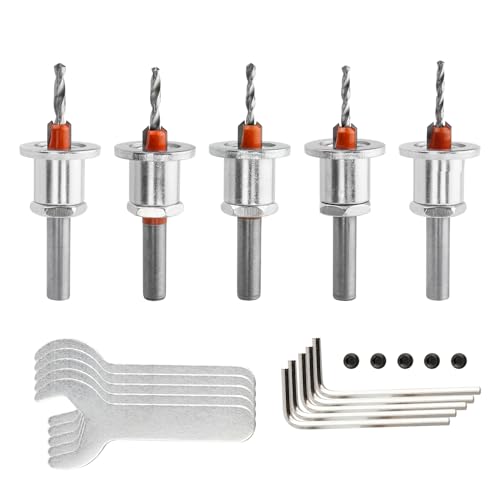 Bestgle Kegelsenkerbohrer mit einstellbarem Tiefenanschlag, 8 mm Schaft, 90° Senkwinkel, Kegelbohrer, 2,8 mm, 3 mm, 3,2 mm, 3,5 mm, 4 mm, 5 Stück Bestgle Kegelsenkerbohrer mit einstellbarem Tiefenanschlag, 8 mm Schaft, 90° Senkwinkel, Kegelbohrer, 2,8 mm, 3 mm, 3,2 mm, 3,5 mm, 4 mm, 5 Stück von Bestgle