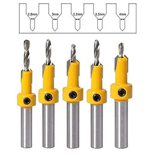 Bestgle Quick Change Holzbohrer Countersink Drill HSS Bit 8 mm Schaft Bohrer 2,8 mm - 4 mm Kegelbohrer für Holzbohrer von Bestgle