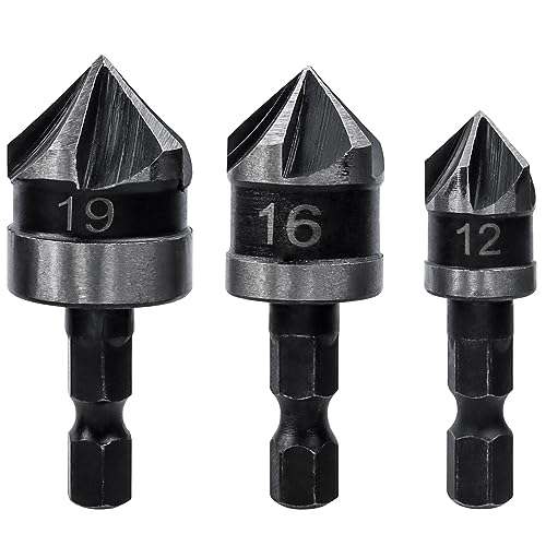 Bestgle kegelsenker set 3 stücke kegelsenker sechskant senker bohrer 90°center punch tool für holz kunststoff schnellwechsel bit 12mm 16mm 19mm von Bestgle