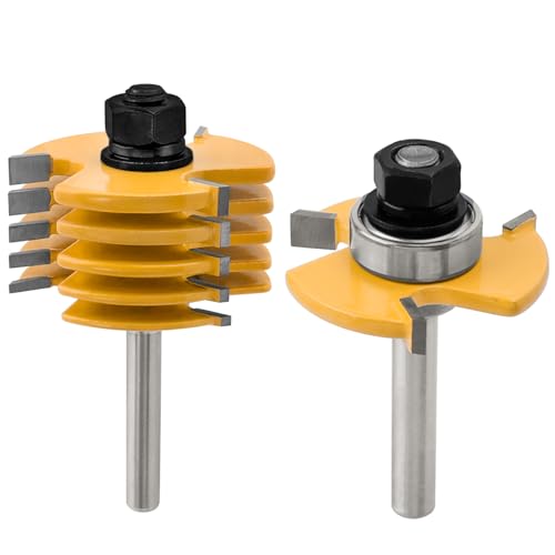 Bestgle nut und federfräser set 6 stück t-track slotting fräser router bit set verstellbare stapelbare scheibennutfräser nutfräser holzbearbeitungs oberfräser scheibennutfräser 8mm schaft von Bestgle