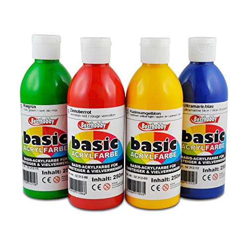 Besthobby Basic Acrylfarbe 250 ml (17 Lichter Ocker) Leinwand Papier Holz Malfarbe Bastelmaterial von Besthobby