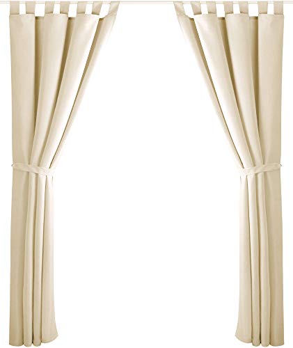 Bestlivings 2er Set Dekoschal mit Schlaufe, inkl. Raffhalter & Haken, beige in 140x175 cm von Bestlivings