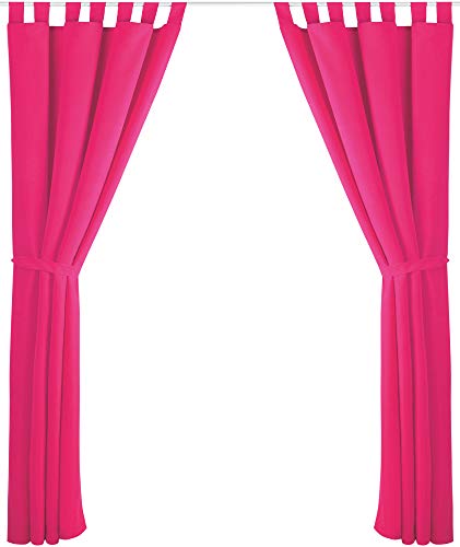 Bestlivings 2er Set Dekoschal mit Schlaufe, inkl. Raffhalter & Haken, pink in 140x175 cm von Bestlivings