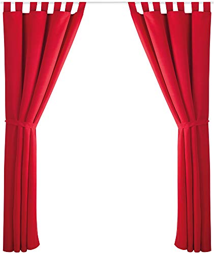 Bestlivings 2er Set Dekoschal mit Schlaufe, inkl. Raffhalter & Haken, rot in 140x175 cm von Bestlivings