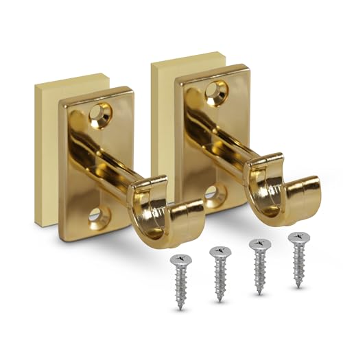 Bestlivings 2 x 8er Pack Ersatzträger für Gardinenstangen bis Ø 12 mm in Gold (L 2,5 + 3,5cm), Träger für Cafehausstangen, Scheibenstangen von Bestlivings