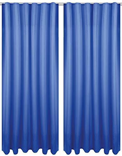 Bestlivings Dekoschal Ellen mit Universalband 2er Pack inkl. Raffhalter & Raffhaken, Größe: 140 x 175cm, Farbe: blau - royalblau von Bestlivings