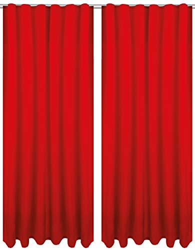 Bestlivings Dekoschal Ellen mit Universalband 2er Pack inkl. Raffhalter & Raffhaken, Größe: 140 x 175cm, Farbe: rot - kaminrot von Bestlivings