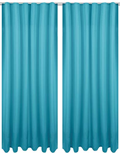 Bestlivings Dekoschal Ellen mit Universalband 2er Pack inkl. Raffhalter & Raffhaken, Größe: 140 x 245cm, Farbe: türkis - Petrol von Bestlivings