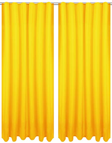 Bestlivings Dekoschal Ellen mit Universalband 2er Pack inkl. Raffhalter & selbstkl. Raffhaken, Größe: 140 x 245 cm, Farbe: gelb - Sonnengelb von Bestlivings