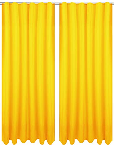 Bestlivings Dekoschal Ellen mit Universalband 2er Pack inkl. Raffhalter & selbstkl. Raffhaken, Größe: 140 x 245 cm, Farbe: gelb - sonnengelb von Bestlivings