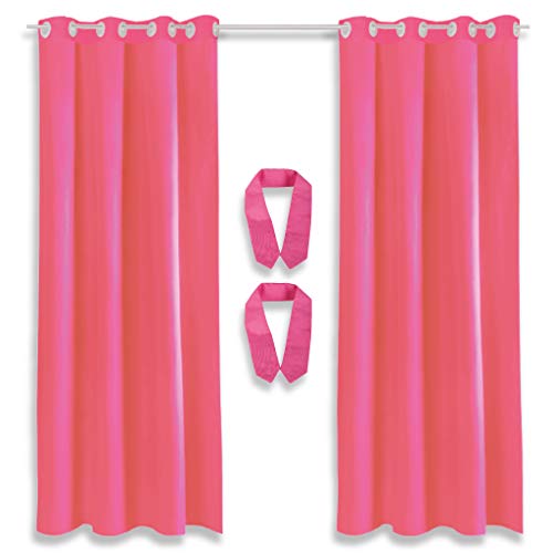 Bestlivings Dekoschal Ösen Ellen 2er Pack inkl. Raffhalter & Raffhaken, Auswahl: Größe 140 x 175 cm, Farbe: pink - rosa von Bestlivings