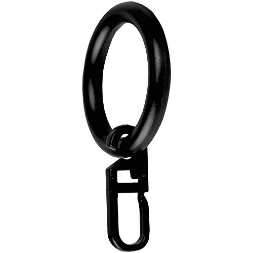 Bestlivings Gardinenringe (Ø28mm) mit Faltenlegehaken im 20er Pack, ideal für Gardinenstangen mit Ø16mm (Schwarz) Ringe mit Faltenhaken von Bestlivings