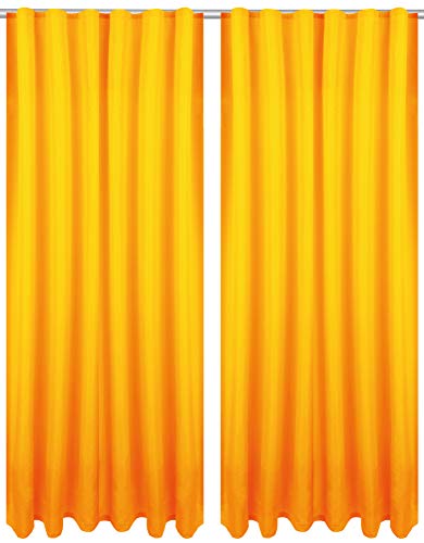 Dekoschal Ellen mit Universalband 2er Pack inkl. Raffhalter & selbstkl. Raffhaken, Größe: 140 x 245 cm, Farbe: Hellorange - Marigold von Bestlivings