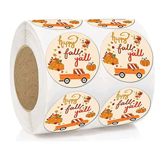 Happy Fall Y'all Aufkleber, Thanksgiving-Aufkleber, Herbstblumen-Dankesetiketten für Partygeschenke, Umschlagdichtungen und Goodie-Tüten, 3,8 cm, 500 Stück. von Besttile