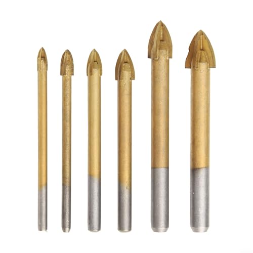 Besttoolifes Hartmetall-Bohrer-Set, 6 Stück, 4–12 mm, dreieckig, für Glas, Fliesen, Ziegel, Beton, Holz, Metallbohrwerkzeuge, hohe Zähigkeit, Verschleißfestigkeit von Besttoolifes