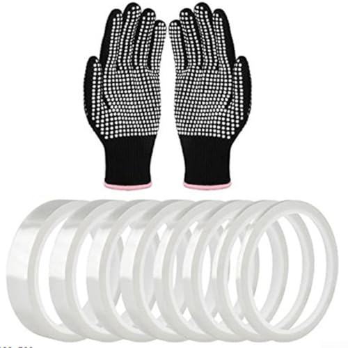 Besttoolifes Wärmeband-Set, 8 Rollen mit hitzebeständigen Handschuhen, Sublimations-Transferband, Hochtemperatur-Klebeband für Wärmepressprojekte, verschiedene Breiten, 30 m pro Rolle von Besttoolifes