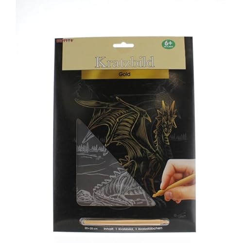 Besttoy - Kratzbild - Drache mit ausgebreiteten Flügeln - Gold von Besttoy