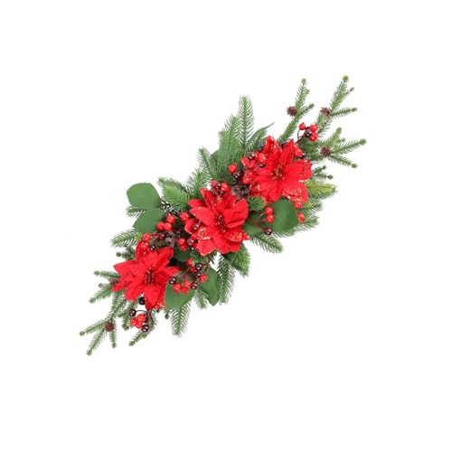 Bestvisse Elegante Weihnachtsgirlanden Dekoration Pleased Christmas Girlanden mit Beeren, Tannenzapfen und Blume für Tür von Bestvisse