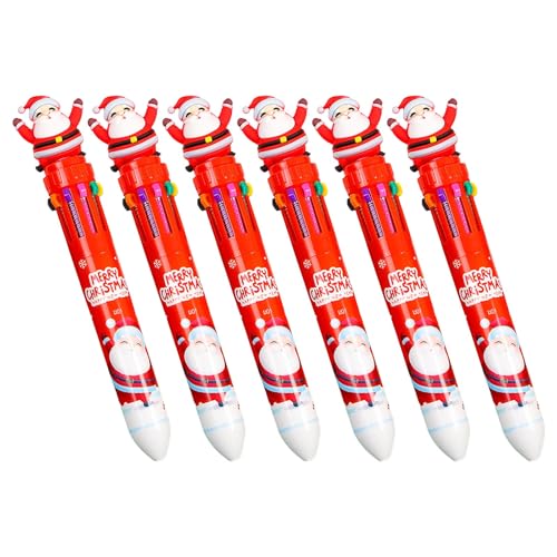 Bestvisse Shuttle-Stift, Cartoon-Weihnachts-Kugelschreiber, mehrfarbiger Kugelschreiber, einziehbarer Kugelschreiber, Schulbedarf, 6 Stück von Bestvisse