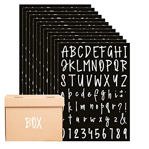 12 Bögen selbstklebende Vinyl-Alphabet-Zahlen-Aufkleber, kursive Buchstaben und Zahlen-Aufkleber-Set, Buchstaben-Zahlen-Aufkleber-Skript für DIY-Schild, Fenster, Küche, Briefkasten, 2,5 cm (B) von Betinyar