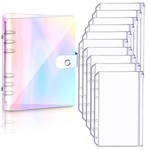 Betinyar A6 Größen 6 Löcher Binder Notizbuch mit 10 Stück A6 Größe 6 Löcher Binder Taschen, nachfüllbar Papier, weichem 6 Ringe Loose Leaf Binder Tagebuch(Regenbogen) von Betinyar