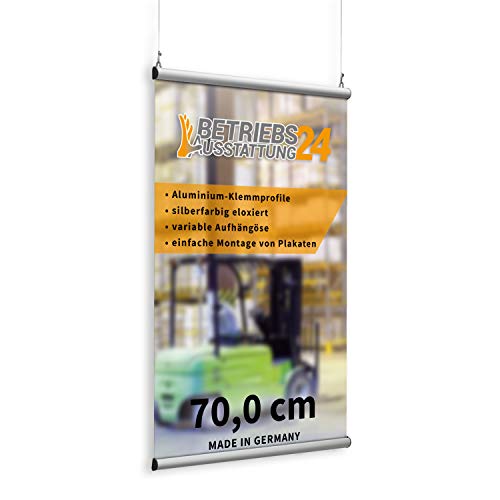 Betriebsausstattung24® Poster- und Plakatklemmschiene | Klemmleiste | Plakatleiste | Zur Aufhängung von Postern | Profilbreite: 2,5 cm | Aluminium (70,0 cm) von Betriebsausstattung24